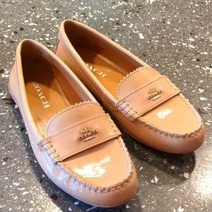 Coach camel colored patent leather loafers